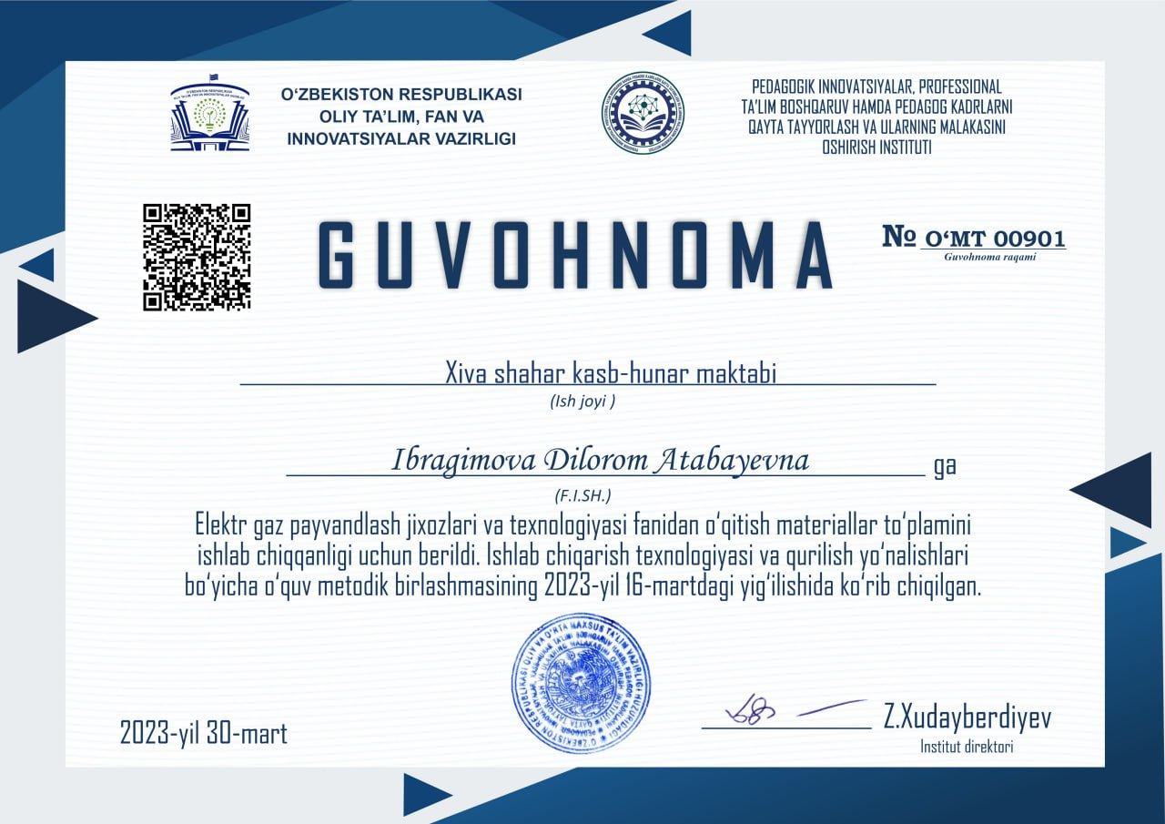 Ibragimova Dilorom Atabayevna